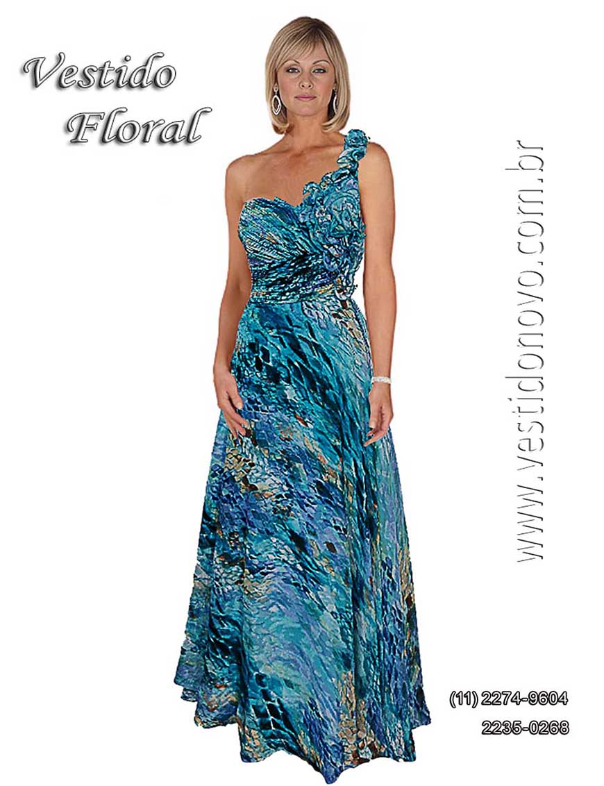 vestido para m�e da noiva, estampado em azul, zona sul de S�o Paulo