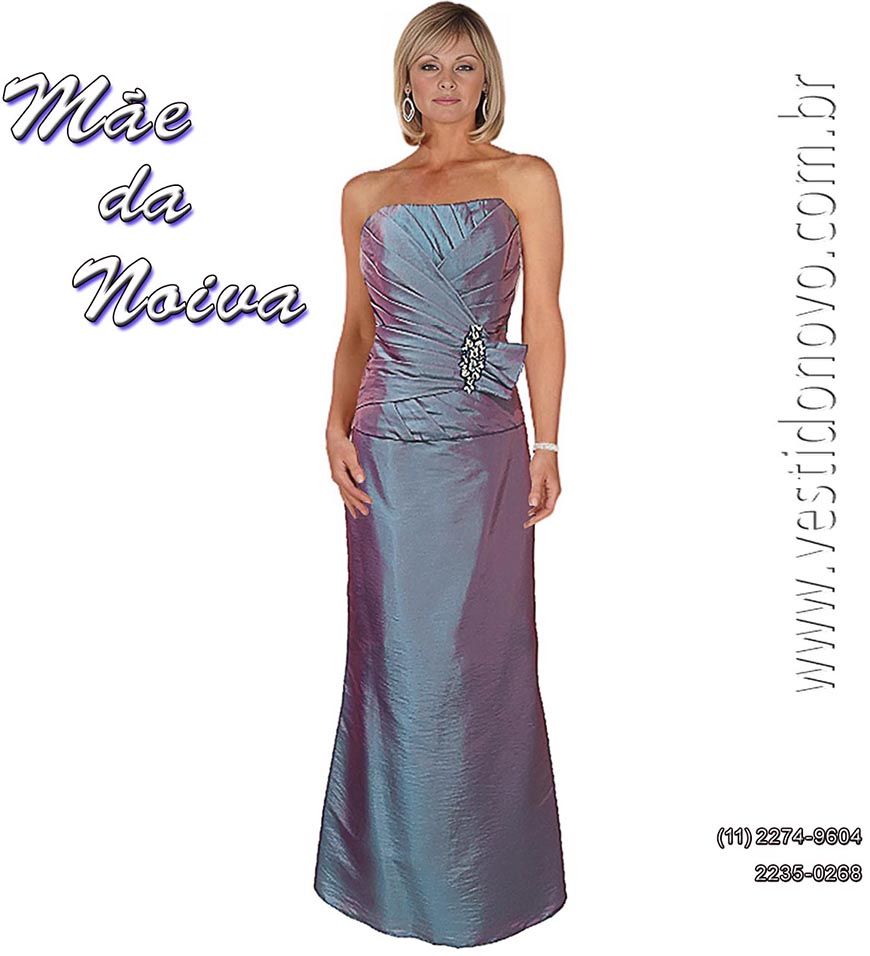 vestido para m�e da noiva, em tafet� azul, zona sul de S�o Paulo