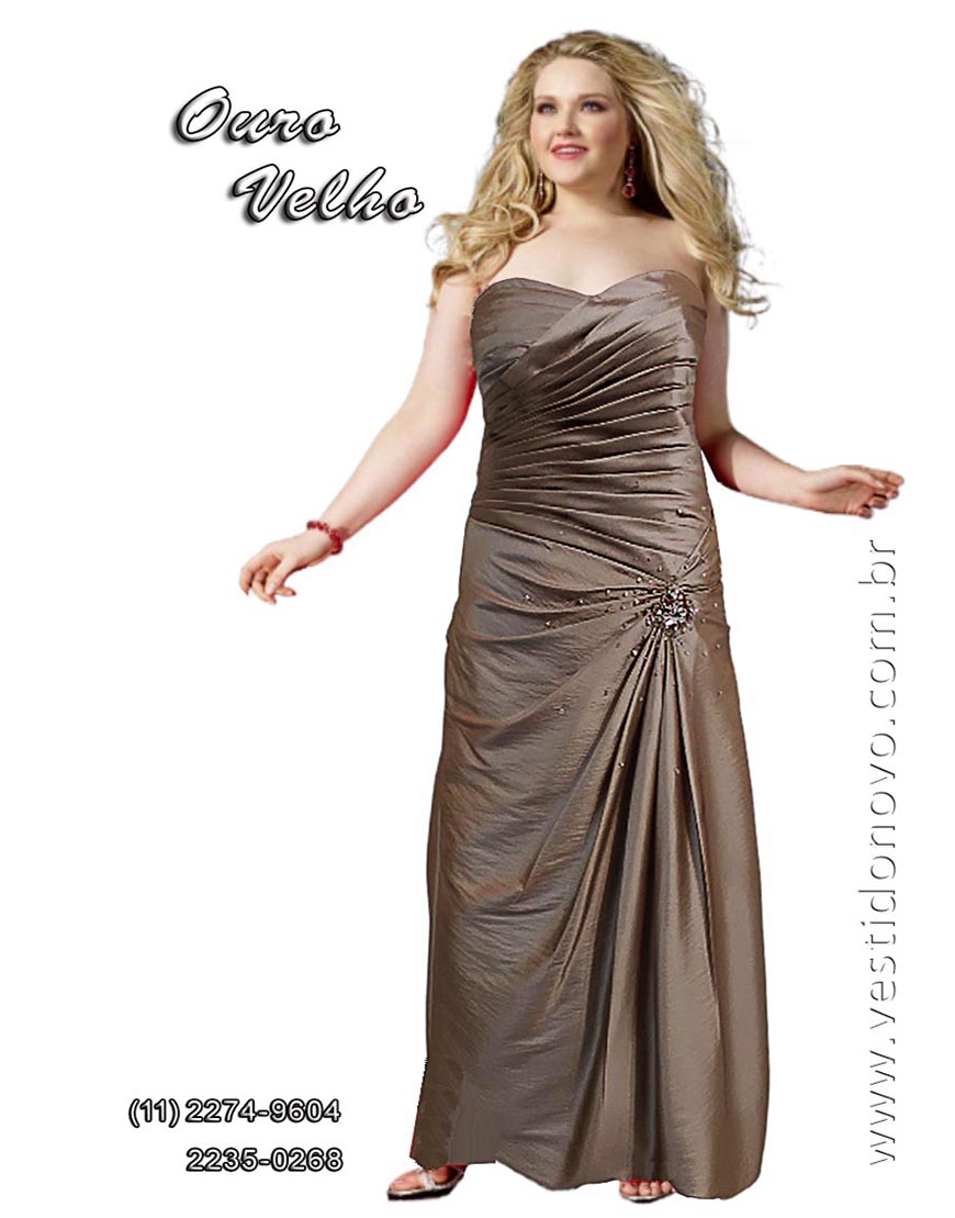 Vestido de festa ouro velho, m�e da noiva, plus size, tamanho grande, zona sul de Sao Paulo